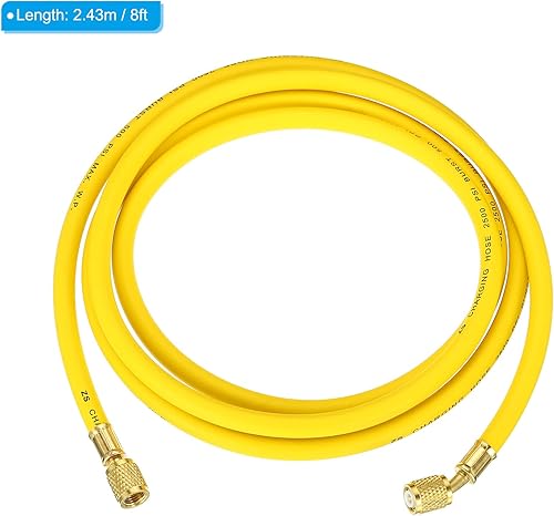 Miniatura 2 de PATIKIL Manguera de carga de refrigerante SAE de 1/4, manguera de calibre múltiple de 8 pies, 500 PSI 2500 PSI con adaptadores de CA para aire