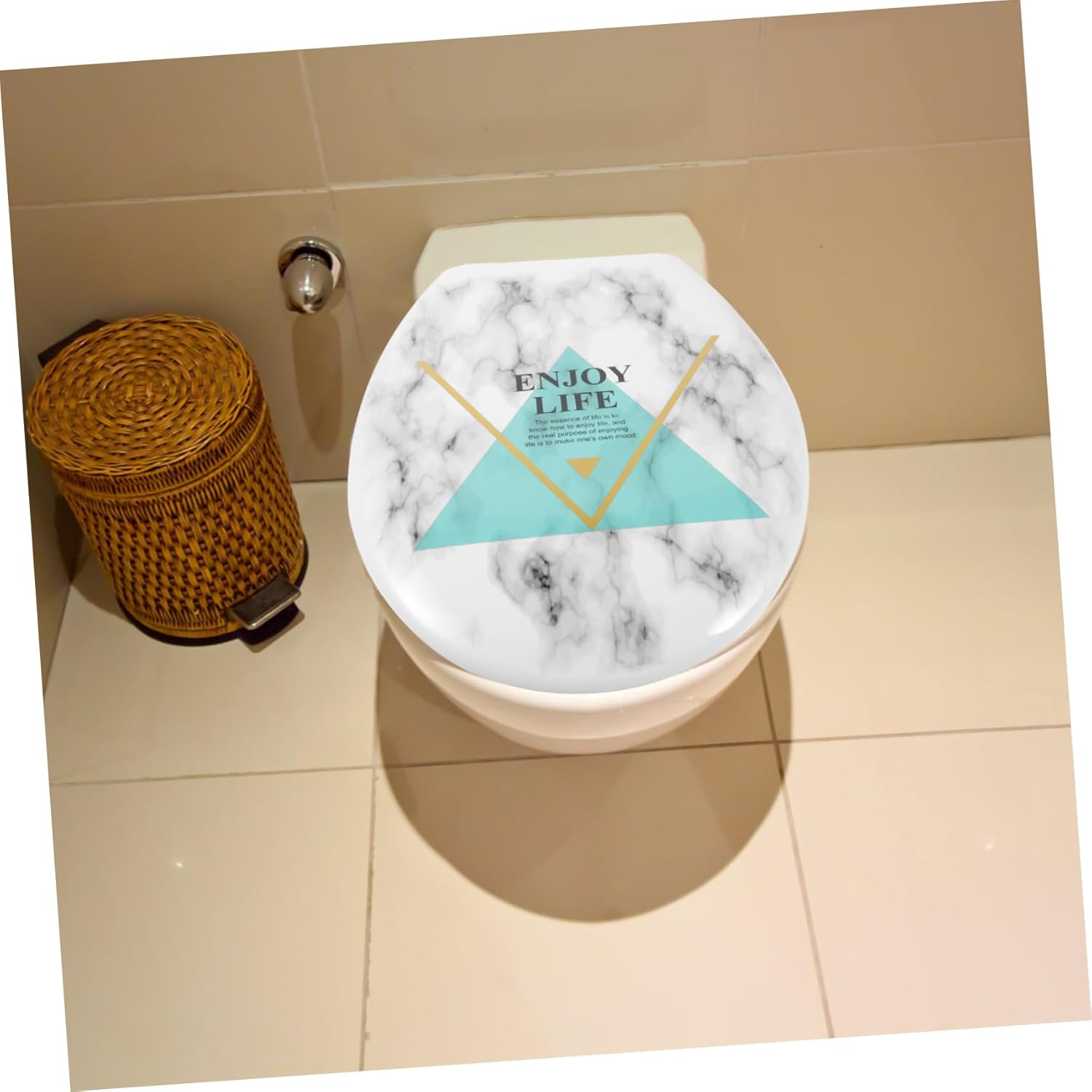BESTonZON Marble Effect Plastic Toilet Seat U-shaped Decorative Cover for Bathroom Easy to Install Durable and Reliable Home Accessory for Comfort and Style