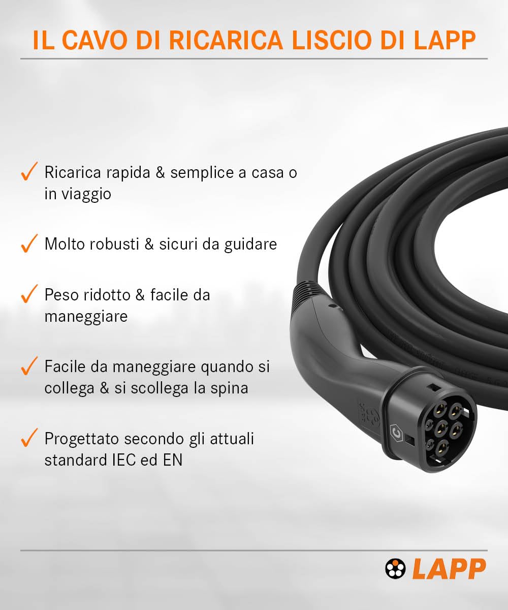 LAPP MOBILITY Ladekabel Typ 2, bis zu 22 kW, 5 m, schwarz (61781)