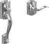 Schlage Camelot Front Entry Handleset with Left Handed Accent Door Lever, Lower Half Grip, Bright Chrome, FE285 CAM 625 Acc CAM LH