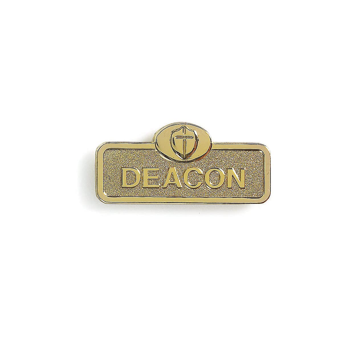 Deacon Name Tag Badge – 1x3 Inch Rounded Corner Blue Badge With Cross Design – 3 Pack With Pin Fastener