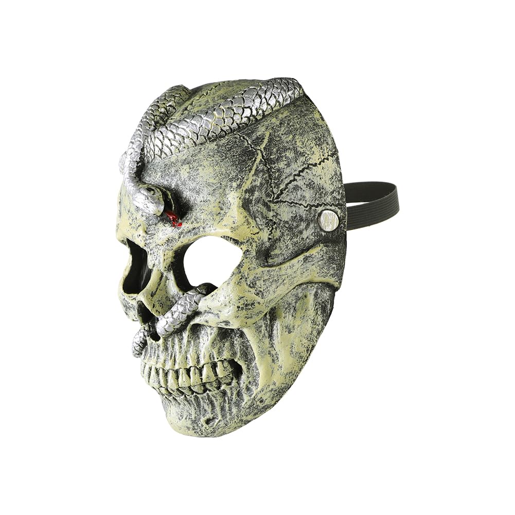 LONTG Scary Skull Mask with Snake 3D Skeleton Terror Demon Mask Horror Realistic Fancy Dress Headwear Accessories for Adults Halloween Party Easter Carnival Cosplay Costume Props - Image 4