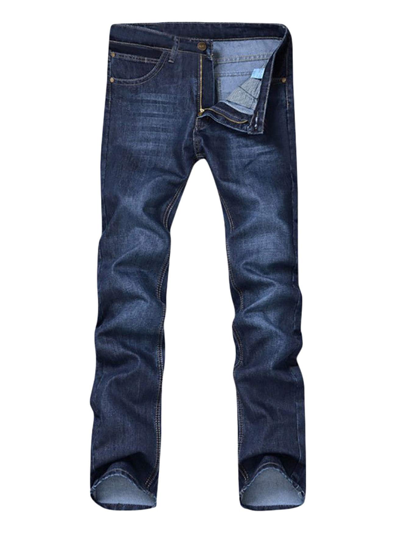 Andongnywell Mens Stretch Slim Fit Straight Leg Jeans Zipper Trousers Stretchy Regular Fit Denim Pants
