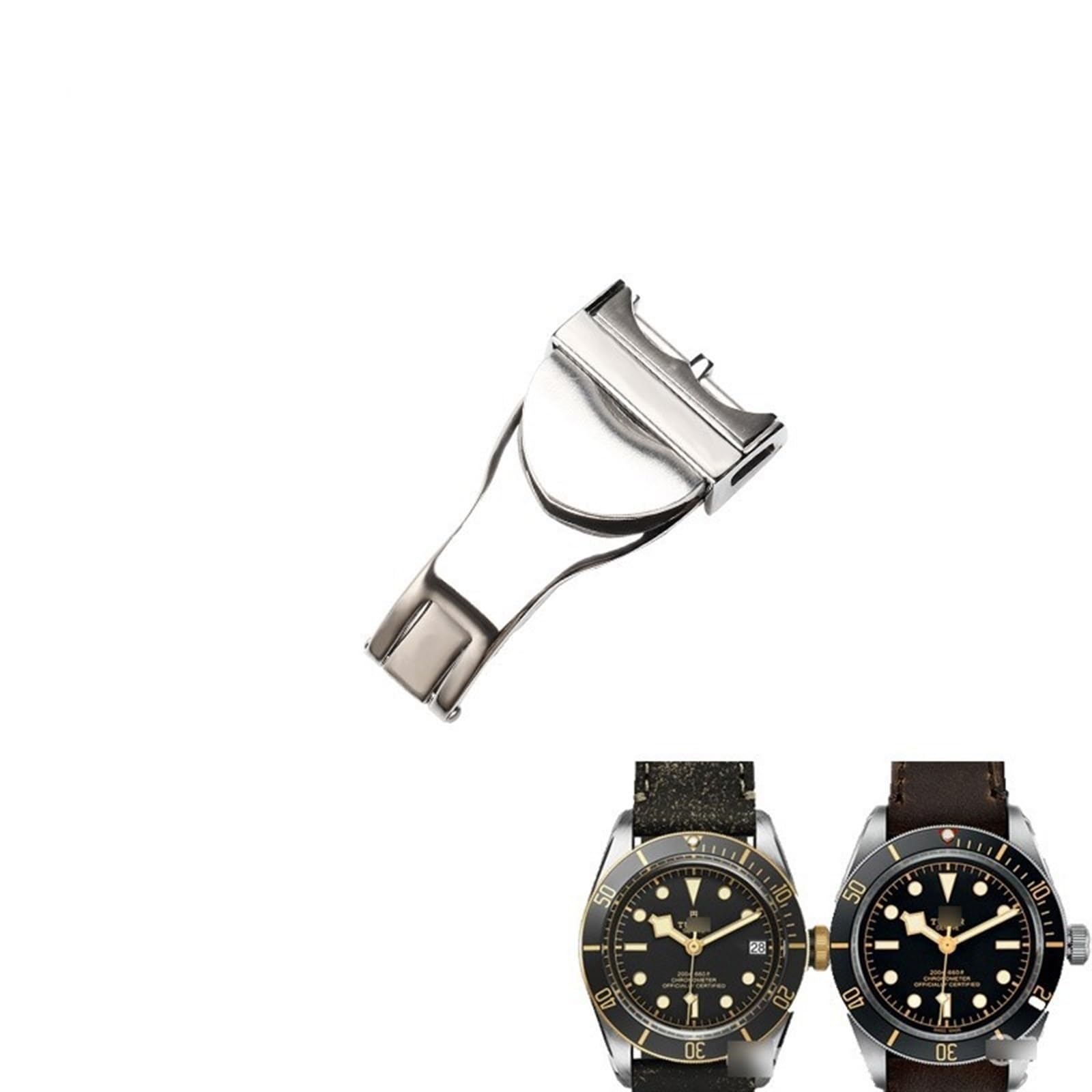 Fibbia per orologio Tudor, 18 mm, in acciaio inox, pieghevole, fibbia per orologio