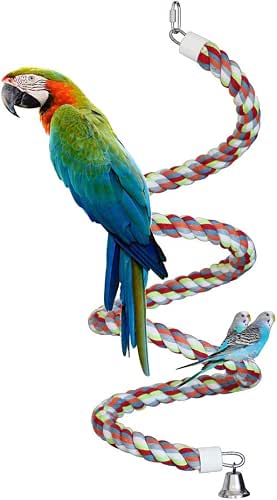 Kintor Bird Rope Bungee Perch,Cotton Chew Toy Swing for Medium