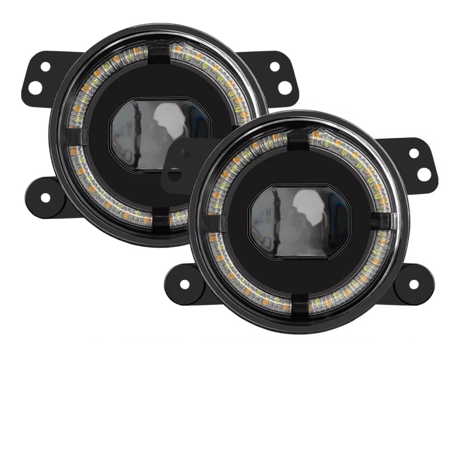Headlight Assembly For Chevrolet For Wrangler JK TJ LJ 60W Yellow White 2Pcs 4Inch Led Fog Lights Halo Ring DRL Off Road Lamp(2PCS)