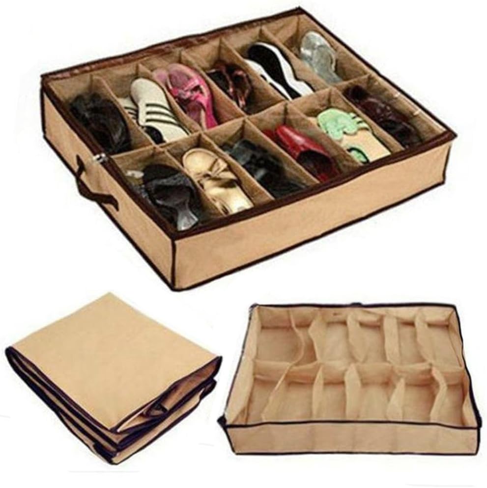 SHOE TIDY ORGANISER UNDERBED DUST DIRT FREE ZIP STORAGE Amazon.co.uk Home & Kitchen