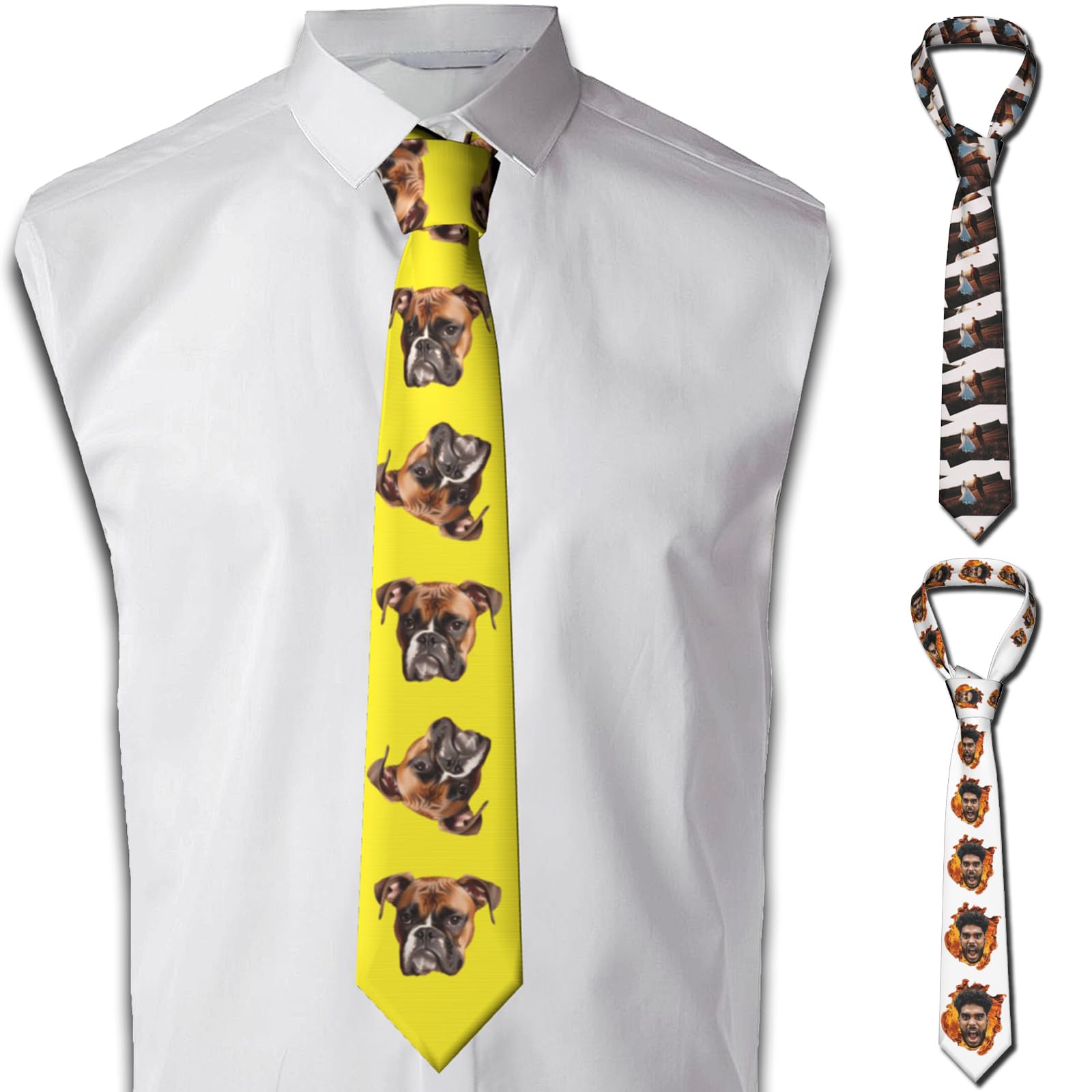 Aokizkdzsw Custom Ties for Men, Personalized Tie with Photo Men's Novelty Neckties Customized Funny Face Tie Gifts for Valentines Day or Father's Day