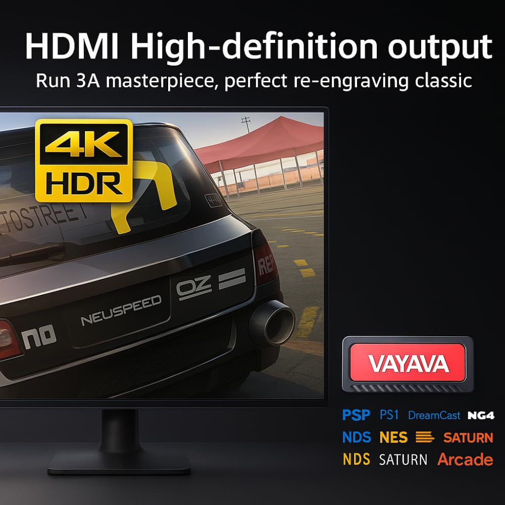 Maizic SmartHomes GameStick GD30, 35,000+ Retro 2D/3D Games, 4K Ultra HD HDMI Plug & Play Console, Wireless Controllers, Arcade Rocker, High Sensitivity, Anti-Skid Design, Multicolor, 256GB Storage 3
