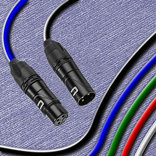 Miniatura 5 de Cable de conexión DMX de 3 pines XLR macho a hembra, 3 pies, color blanco, cable de datos DMX512 de 120 ohmios para luces de escenario y controles
