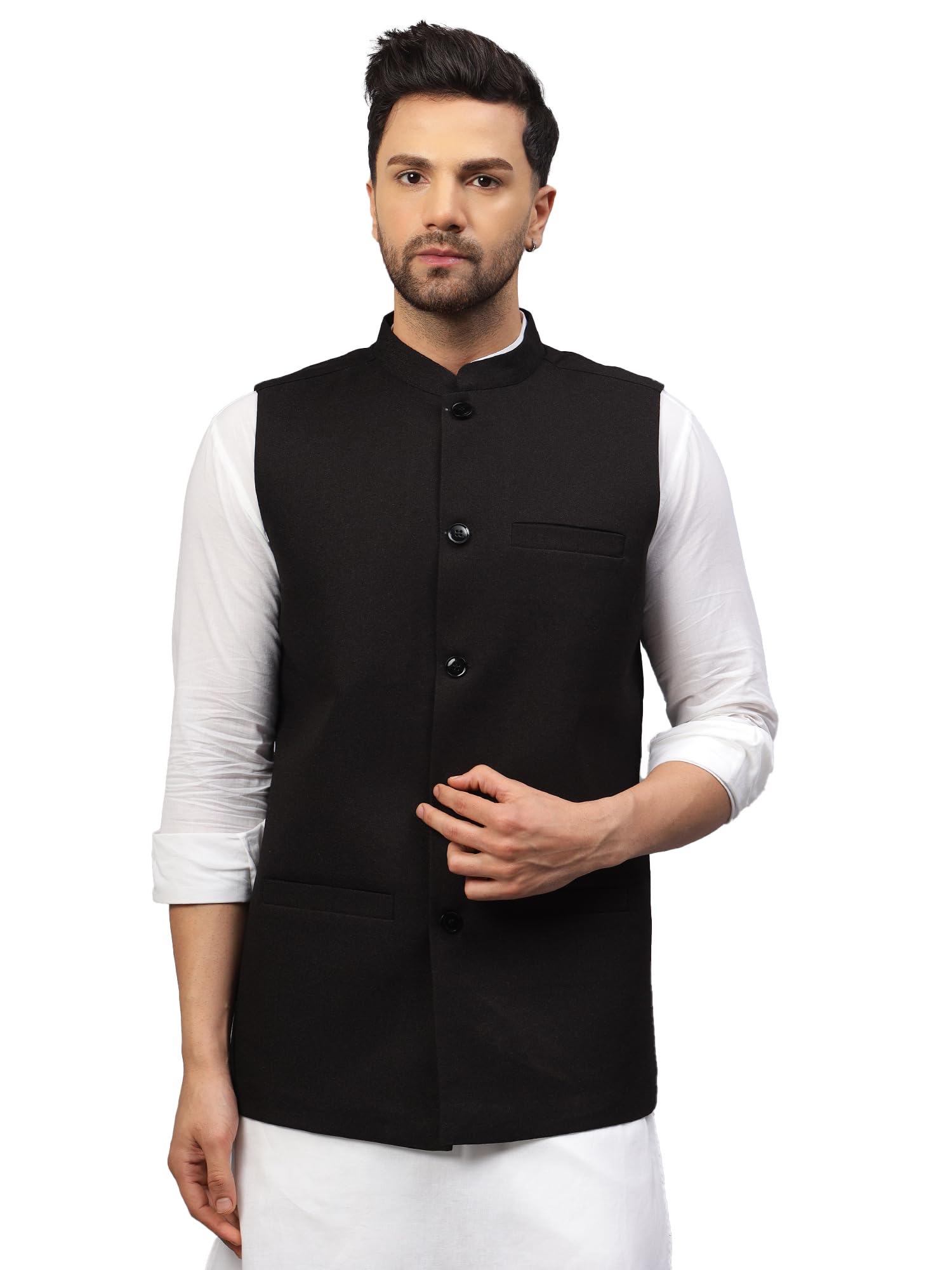 latest chikan Men's Traditional Tweed Cotton Checkred Premium Nehru Jacket/Waistcoat-picture-29