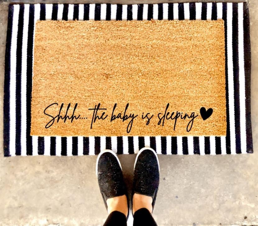 Shhh Baby is Sleeping - Tapete de entrada al aire libre para puerta delantera, decoración del hogar en interiores y exteriores, 16 x 24 pulgadas
