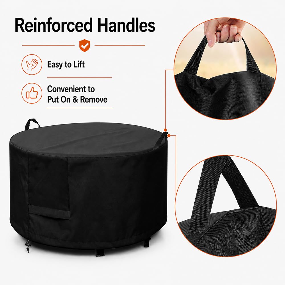 Runde Schutzhülle für ProGarden Round Fire Bowl 75 2020-2026 Outdoor-Schale mit Griffen Belüftung und 420D Oxford-Gewebe Grillabdeckung