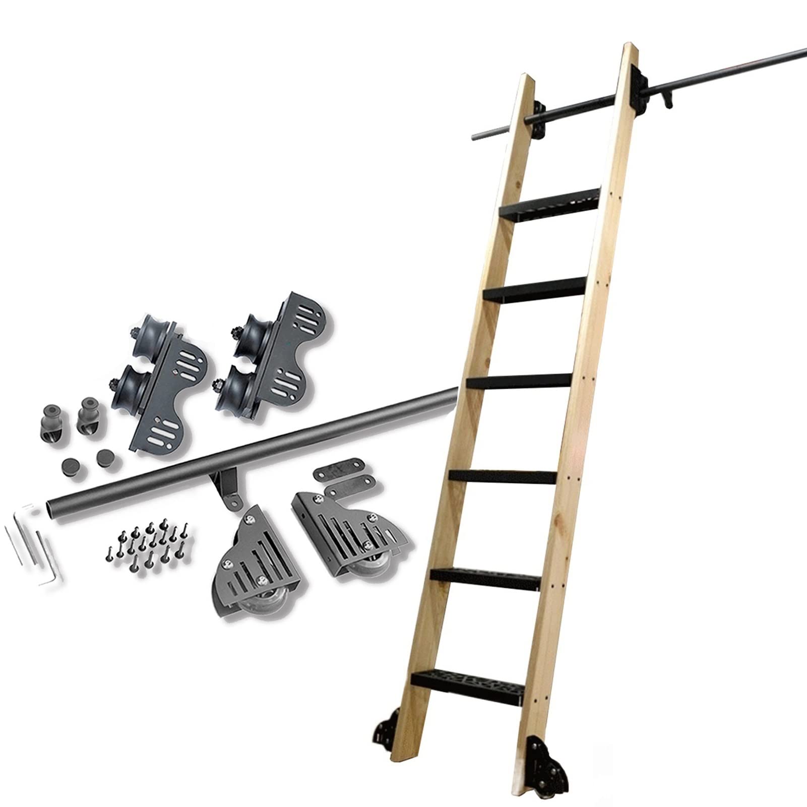 Kit de Herrajes para Escalera Móvil 200cm, Riel Deslizante Interior,3.3ft/100cm Track Kit