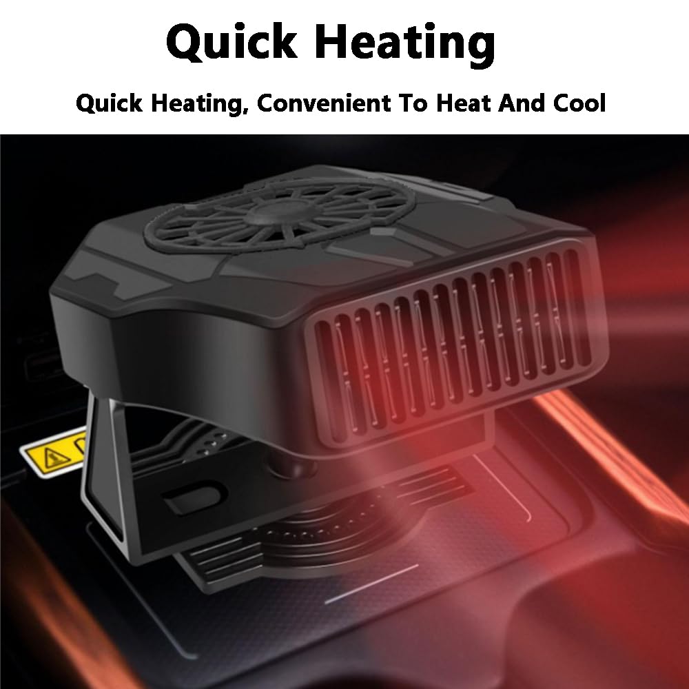 Ventilateur Chauffage Voiture Portable 12V 200W 10A - Désembueur Pare-Brise Puissant Chaud Et Froid Avec Poignée Ergonomique