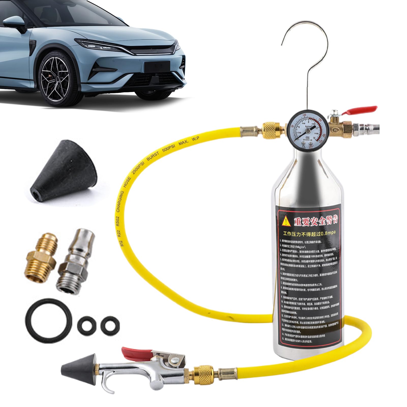 Kit Lavaggio Impianto Climatizzazione Tubo Manometro Ad Alte Prestazioni | Set Di Lavaggio Aria Condizionata Auto Per Manutenzione Impianto A/C Di Auto, Camion, SUV, Furgoni, Camper, Autobus, Trat