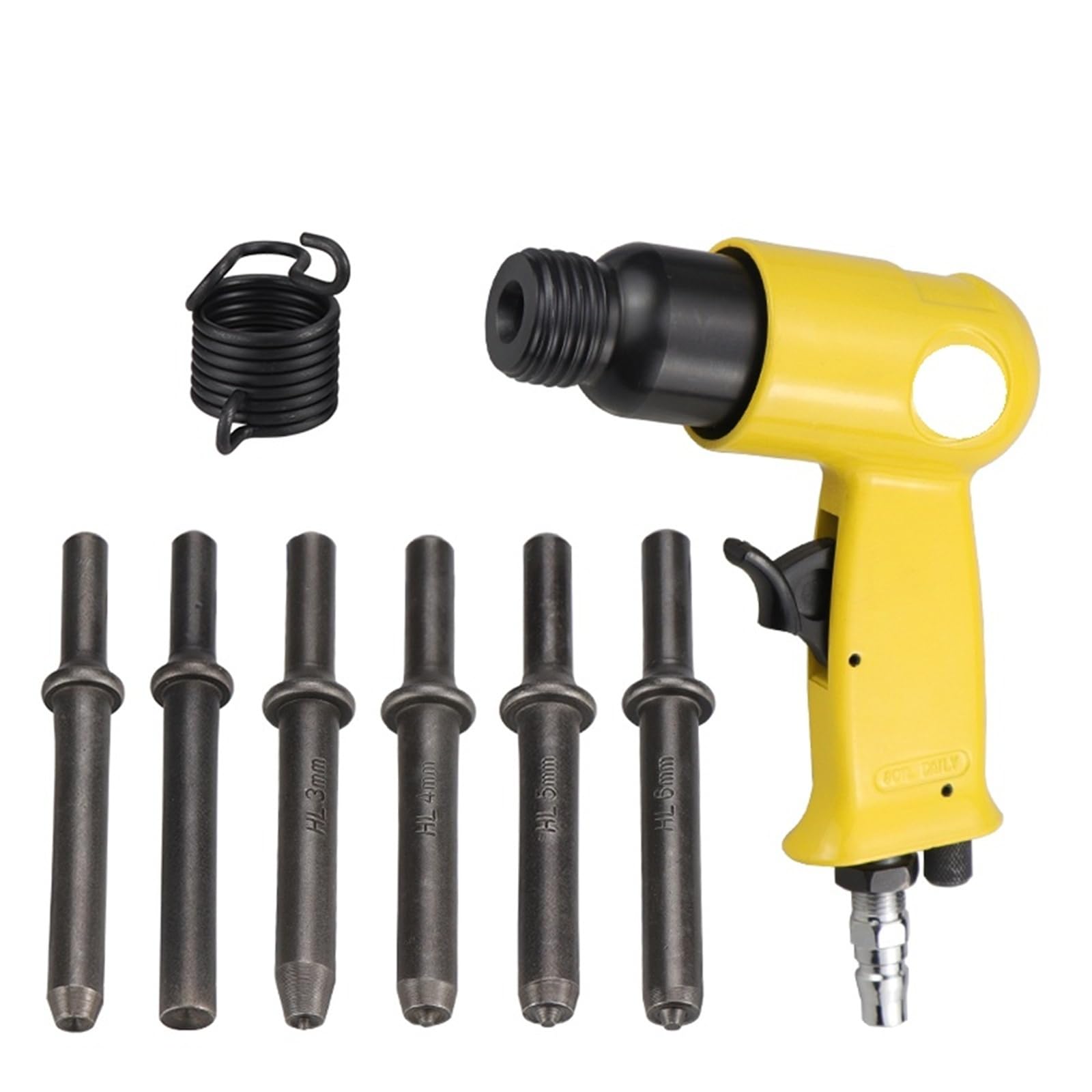 Yvaaasiyc 6Pcs Full Set Pneumatic Air Rivet Hammer Professional Handheld Semi-Tubular Rivets/Solid Rivets Round Head Nails Riveter M3 M4 M5 M6(6Pcs Full Set)