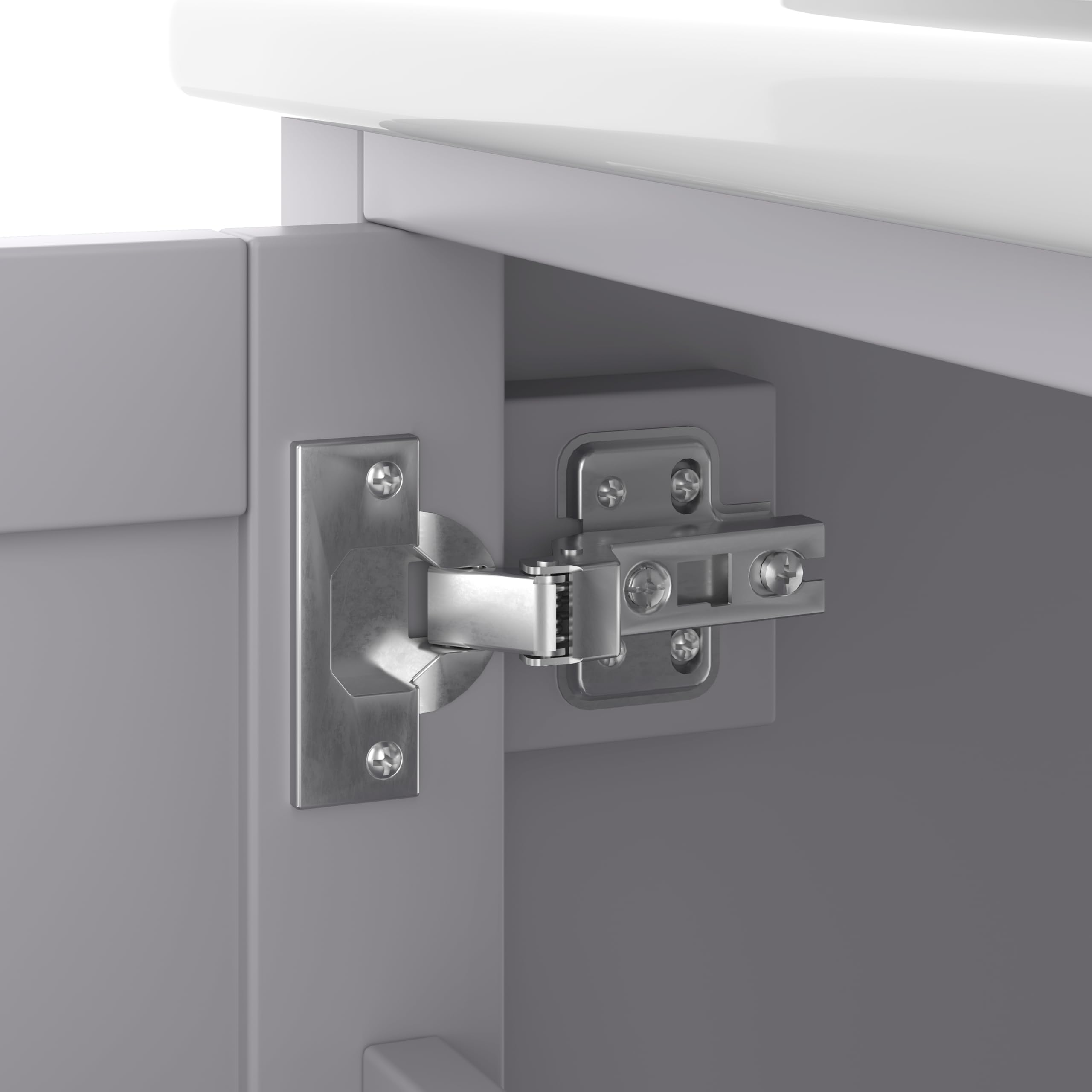 Armario de baño de pie Easexcy, 76 x 46 x 83,5 cm, lacado, estantería puerta, 3 cajones, lavabo cerámico integrado (gris)