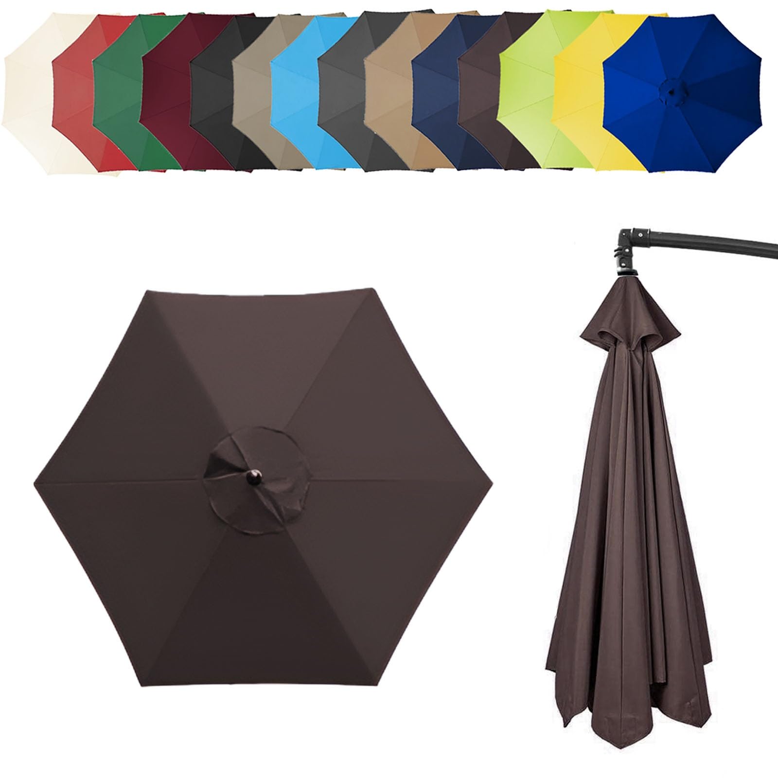 6.4ft/8.8ft/9.8ft (200/270/300cm) Replacement Parasol Garden Patio Umbrella Fabric Canopy Cover, Heavy Duty Polyester Fabric Outdoor Shade Canopy Cover For Market Table Cantilever Parasol Top Cover(Co — image 1