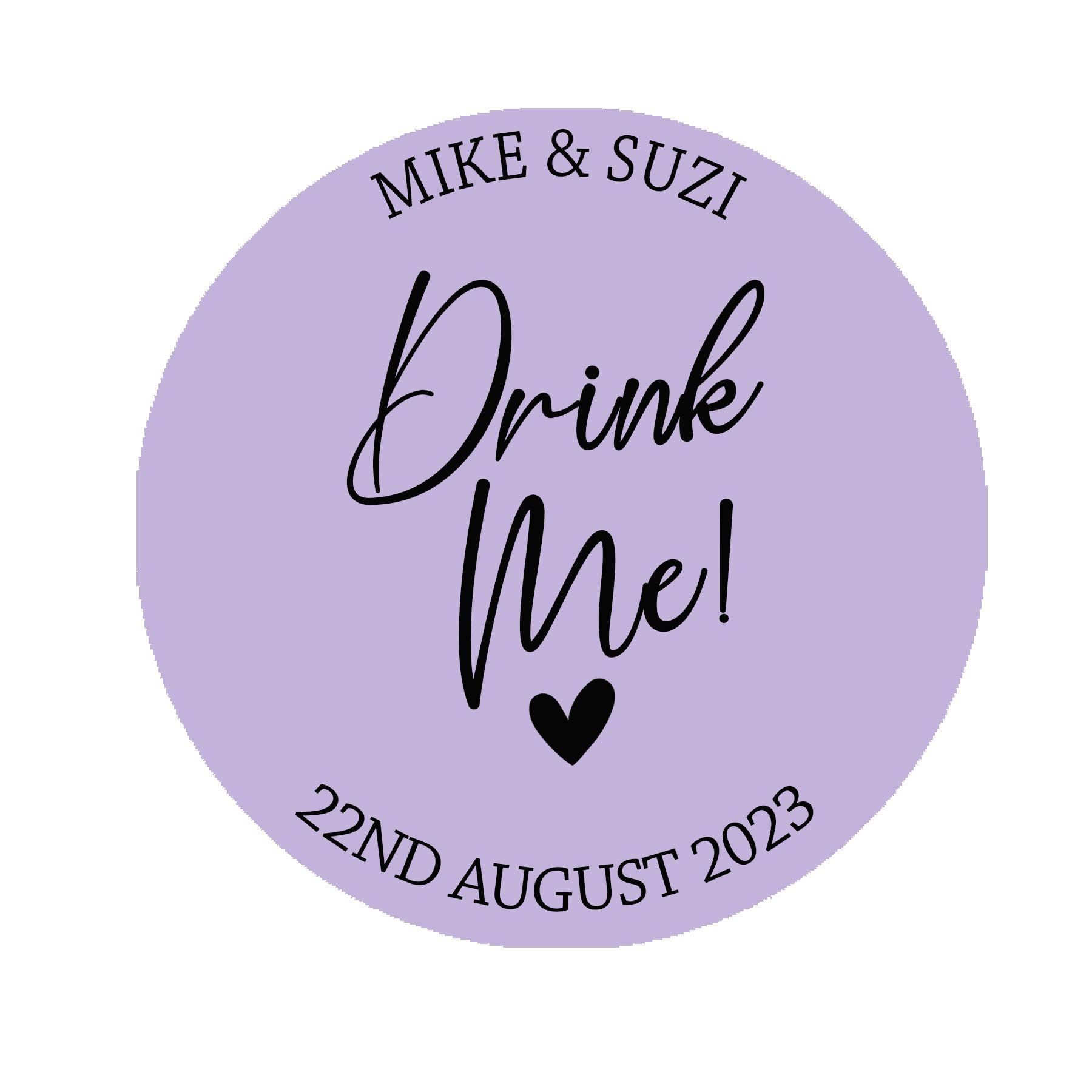 Treasured Forever Lilac Drink Me Personalised Custom Wedding Favors Stickers Labels, Wedding Take A Shot Stickers, Custom Shot Glass Labels 3.7Cm Or 4.5Cm