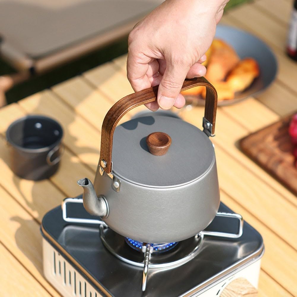 Lot de 3 bouilloires d'eau de camping avec casserole de 1 l et 2 tasses, théière en alliage d'aluminium pour une ébullition rapide, kit de cuisine d'extérieur léger pour la randonnée, le camping et