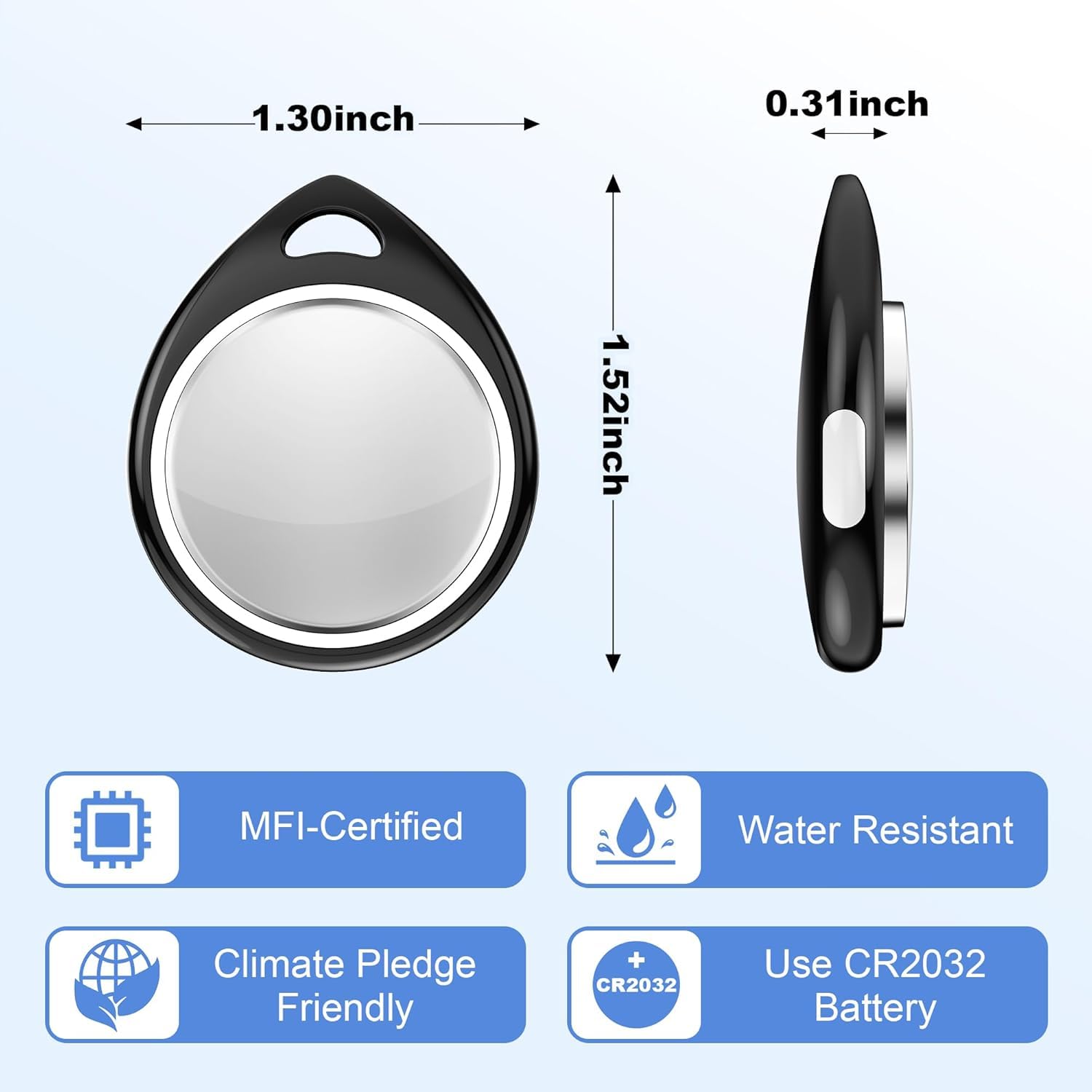 Confezione da 4 targhette tracker [certificato Apple MFi] Bluetooth Air Tracker Coppia con Apple Find My (solo iOS) Smart Tracking Tag Chiavi Trova oggetti Localizzatore in tutto il mondo per animali