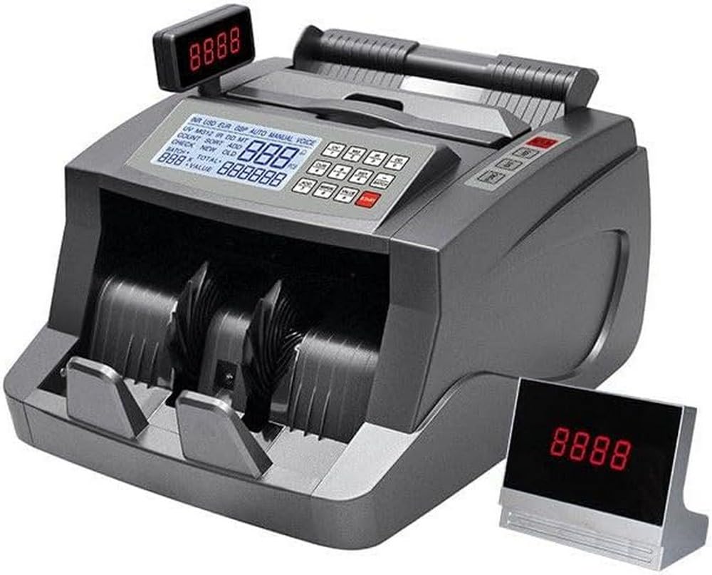 Money Counter - Bill Counter Machine with UV/MG/IR Counterfeit Detection, Portable Bill Counting Machine with Add & Batch Modes, LCD Display, 1,000 Bills/Min