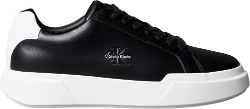 Calvin Klein Sneaker com sola Chunky Laceup de pele, preto (Black/Bright White),