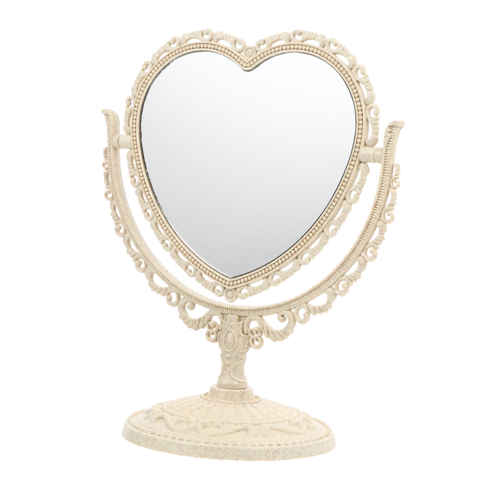 Miroir de maquillage pivotant vintage plastique beige pour coiffeuse