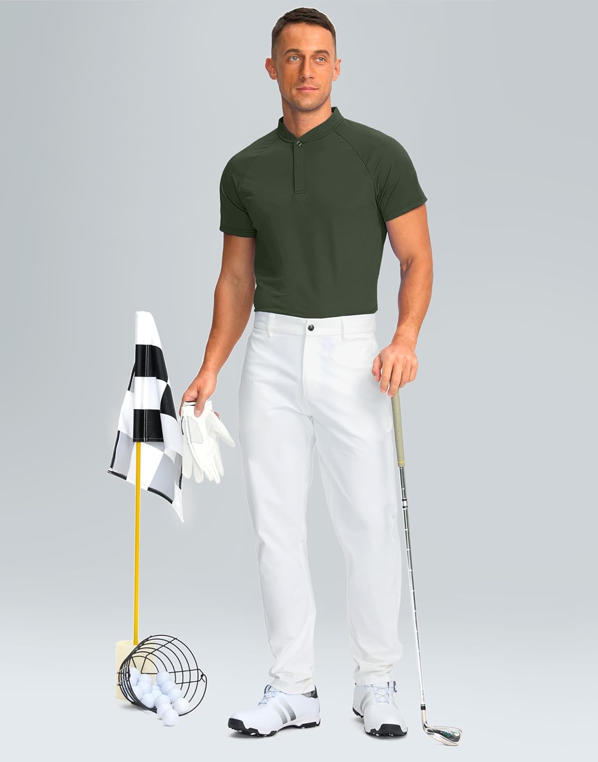 Viodia Mens Golf Shirts Collarless Quick Dry Summer Shirt Casual Short Sleeve Moisture Wicking Polo T Shirts - Image 3