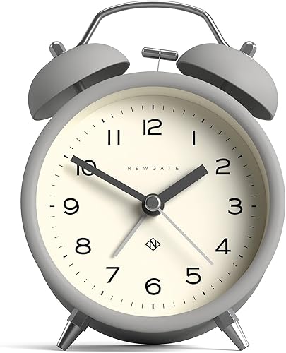 Vista 12 de NEWGATE® Charlie Bell Echo - Reloj despertador Versión moderna del reloj clásico de campana doble Blanco Números fáciles de leer Ideal