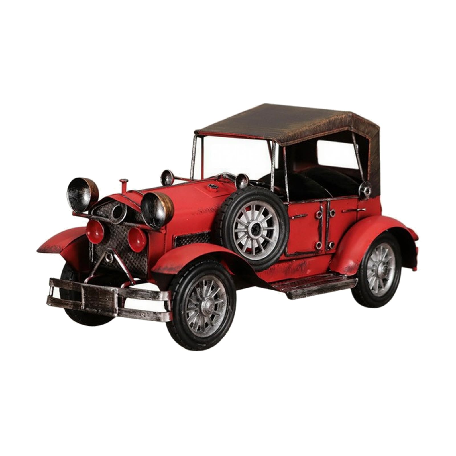 Modello di Auto d'Epoca con Ruota pplementare Laterale retrò Modello di Automobile Vintage in Metallo Resistente per Ufficio, Rosso
