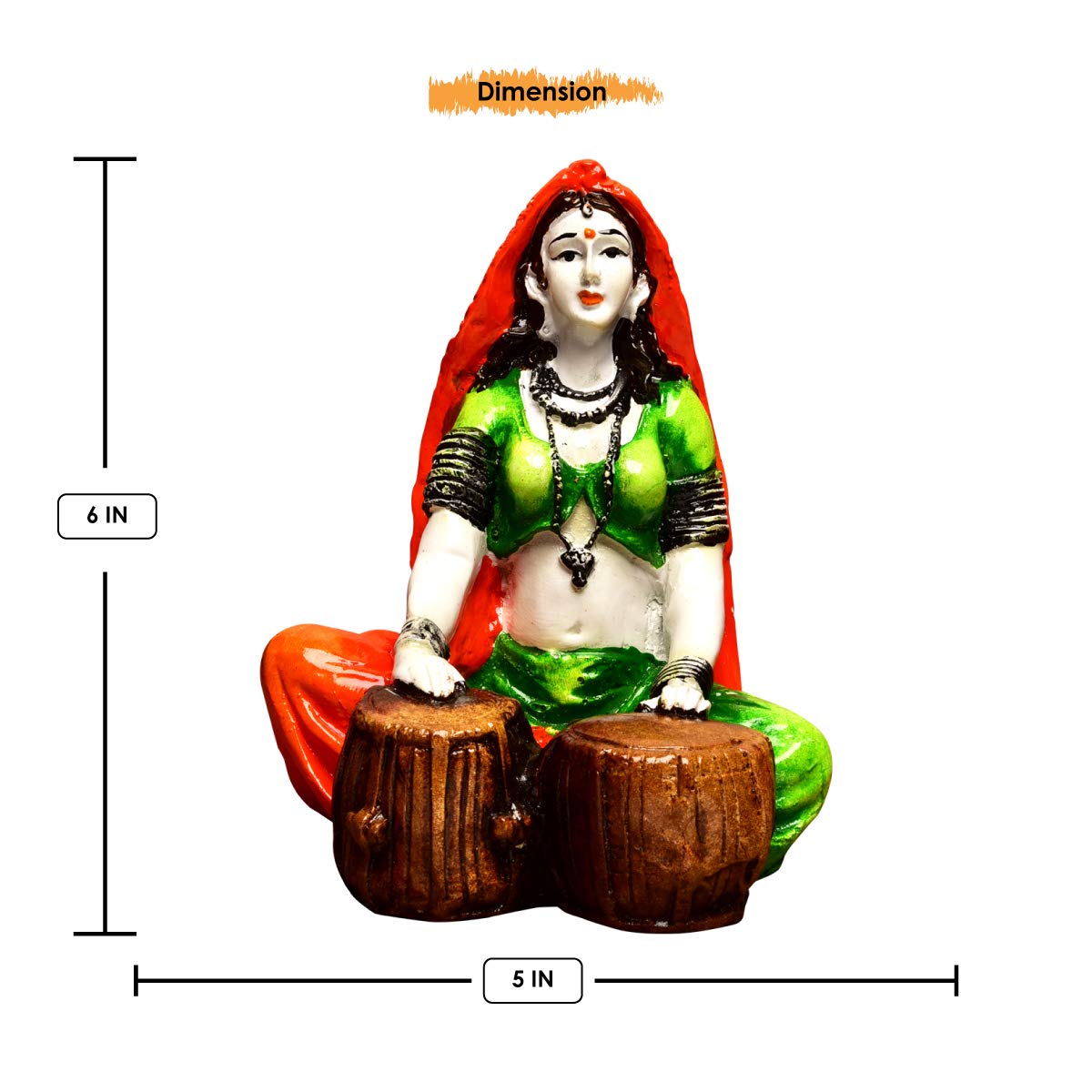 Karigaari India Handcrafted Polyresine Lady Playing Tabla Idol Showpiece for Home Decor 1
