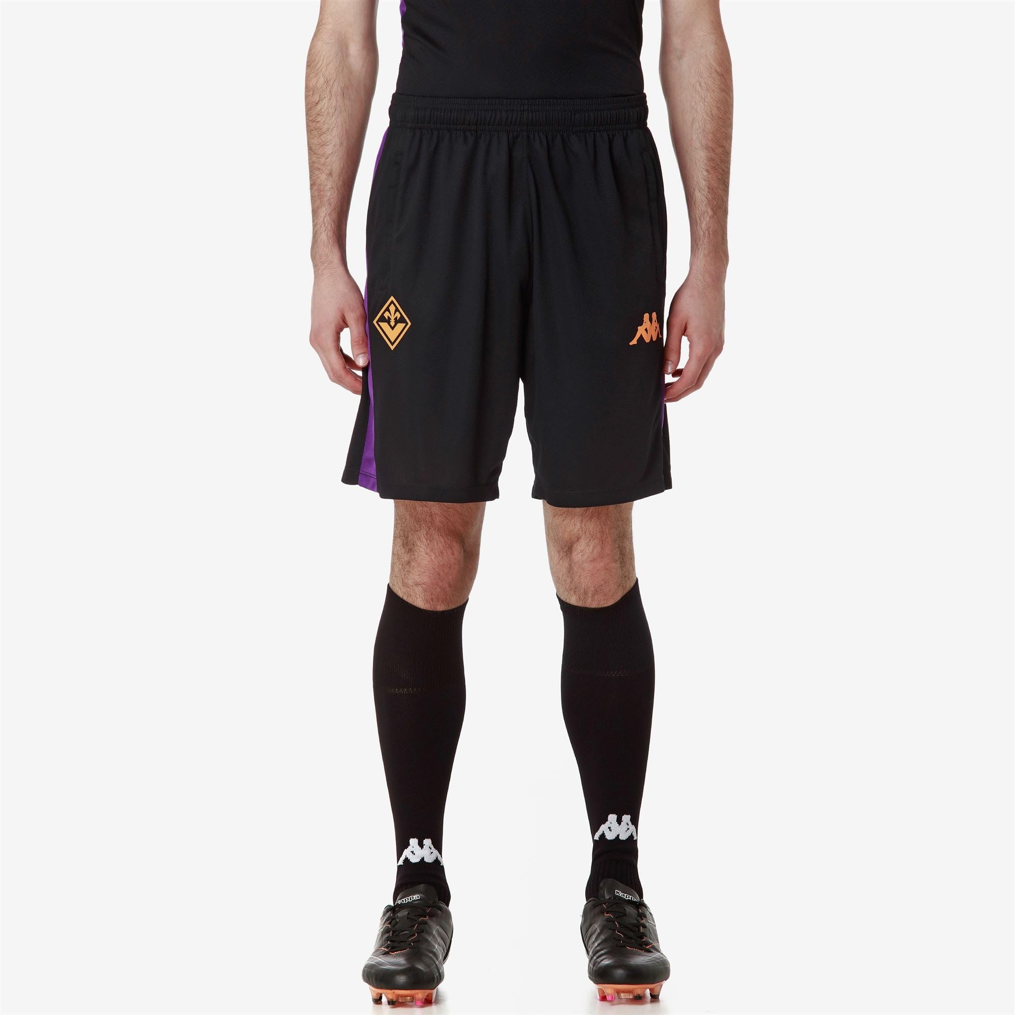 Kappa - Pantaloncini Sportivi, Uomo, Poliestere Riciclato, Calcio, Modello: Ahorazip PRO 8 Fiorentina