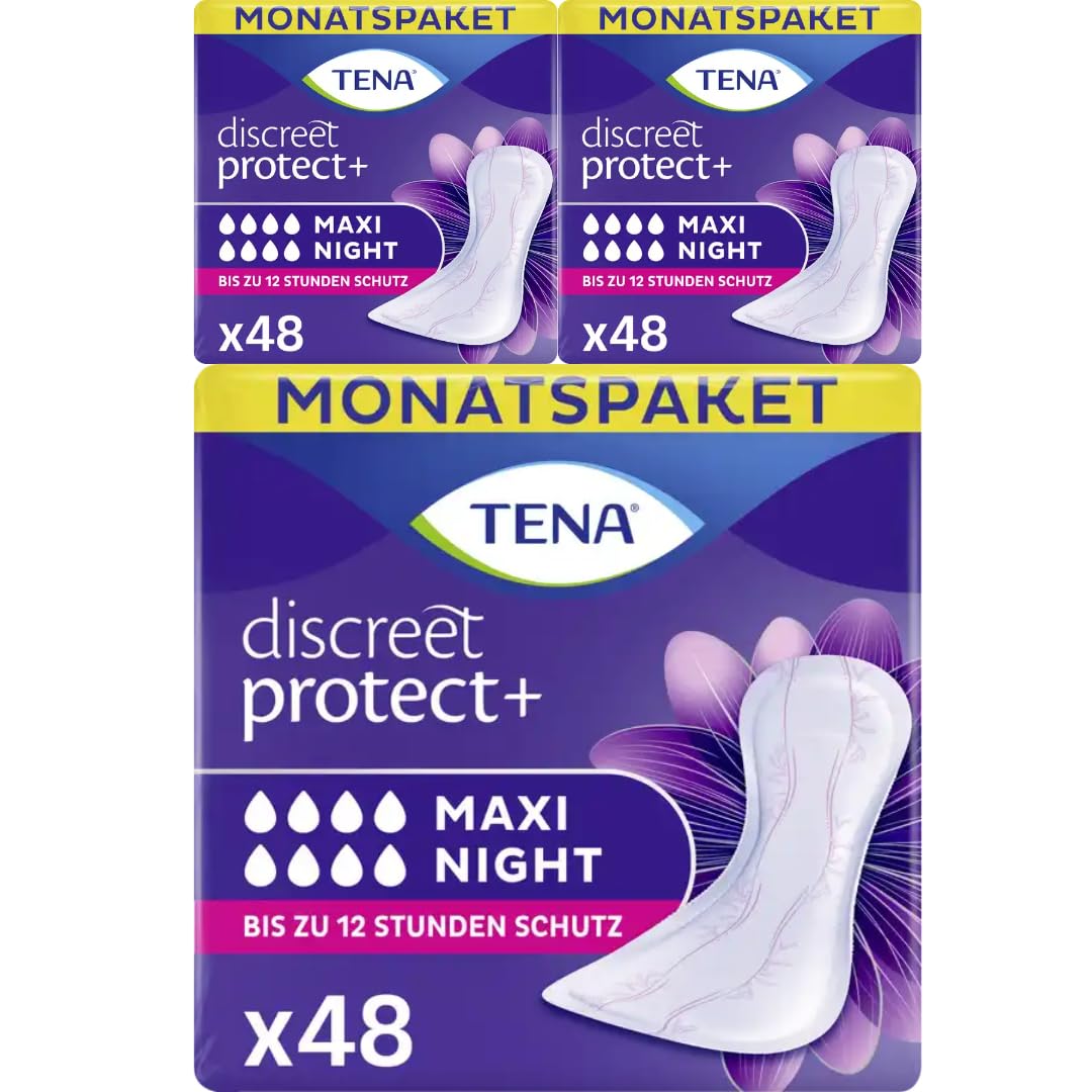 Mit Pufai Grocery, Discreet Maxi Night Einlagen Inkontinenzeinlagen für Frauen Monatspaket 4 X 12 STÜCK x 3 Packungen