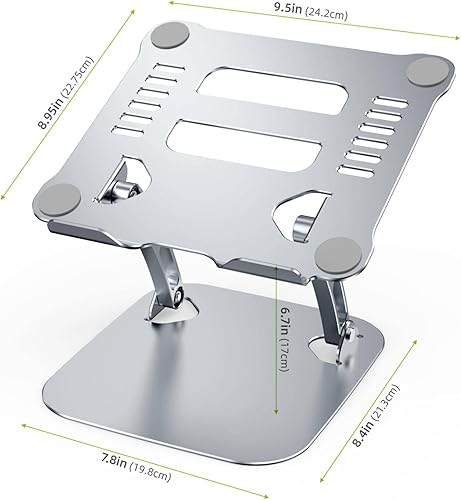 Miniatura 6 de Soporte de aleación de aluminio elevador de escritorio plegable y con función de enfriamiento para soporte de tableta ajustable multiángulo