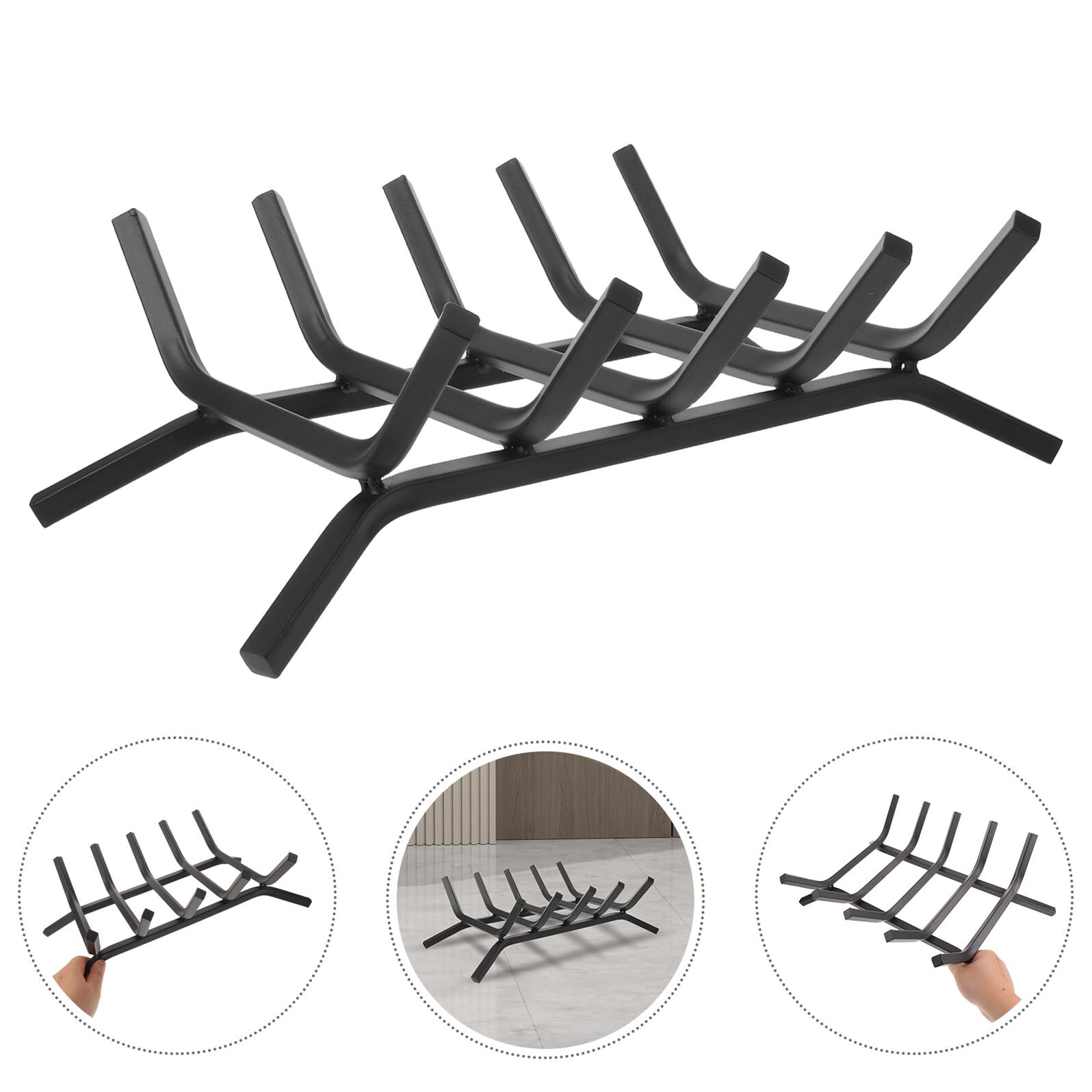 NUOBESTY Portalegna con in Metallo Nero Resistente Struttura Robusta e Facile, Design e Minimalista per a Termocamino e Caminetti
