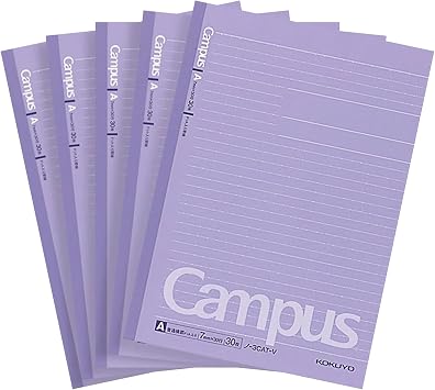 KOKUYO Campus Notebook, Dot A 7mm Ruled, Semi-B5, 30 Sheets, 30 Lines, Purple, Pack of 5, Japan Import NO-3CAT-V