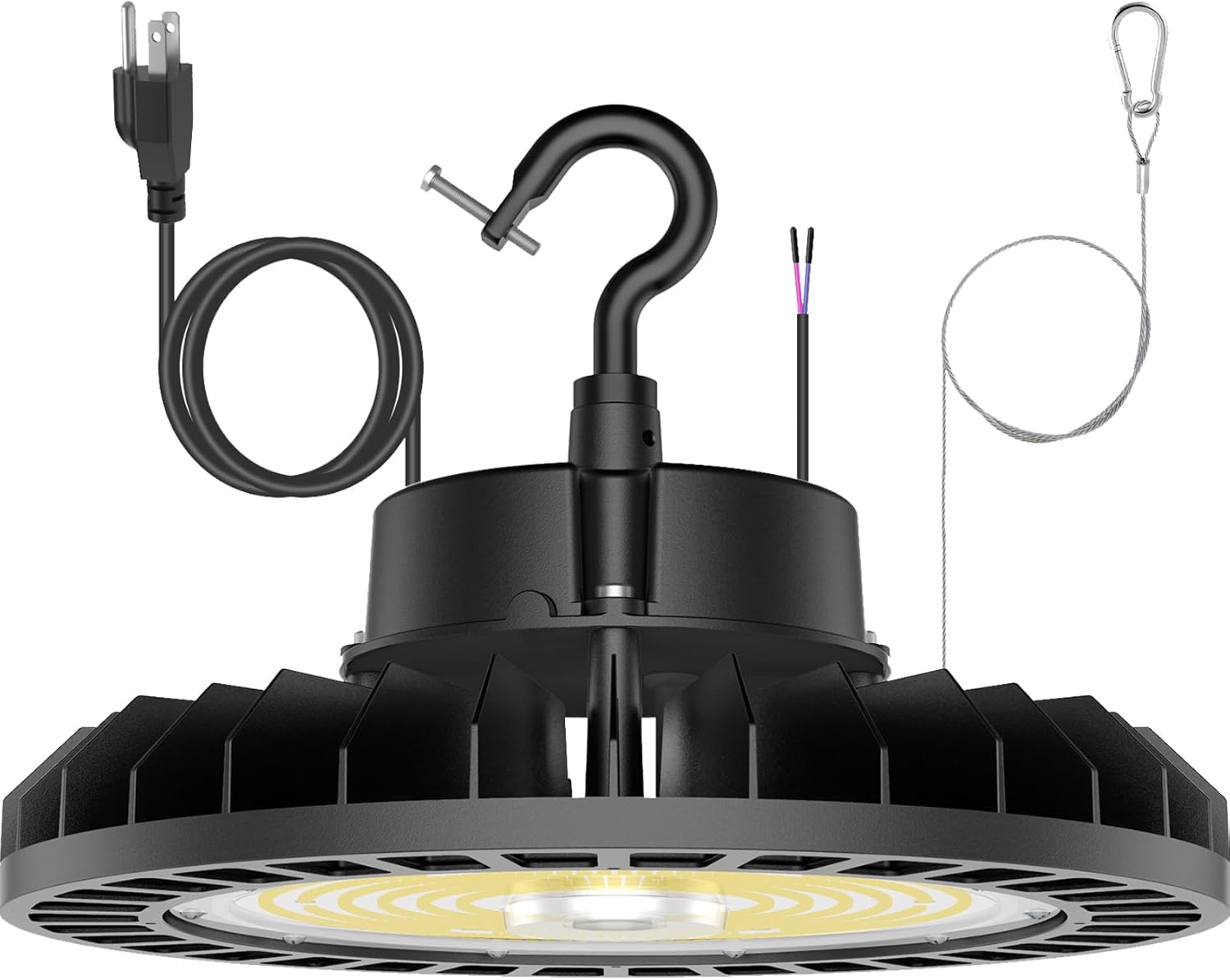 UFO LED High Bay Light - 200W LED Warehouse Light, 30,000 Lumens Super Bright, 5000K, 0-10V Dimmable, 5' Cable Plug, Industrial Grade, ETL Listed