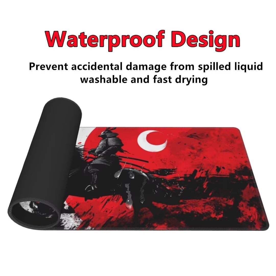 Tappetino Mouse Giappone Gaming Mouse Pad Astratto Tappetino Mouse XXL 1200×600×3MM Migliora La Precisione e La Velocità Tappetino Scrivania con Base in Gomma e Bordi Cuciti per Ufficio e Gaming
