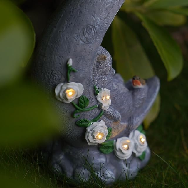 Foto 6 de 8 de Festive Lights - Luz de gato conmemorativa de media luna con efecto de piedra solar de 19 cm con 5 LED…