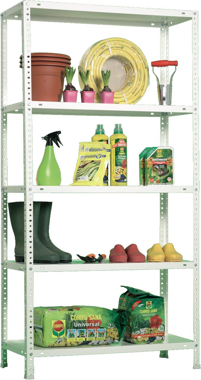 Simon Rack Estanterias Metalicas 1800x900x300 mm, 5 Baldas Metalica, 100 kg de Punto Flexión, Estanterias Almacenaje, Blanca - Comfort