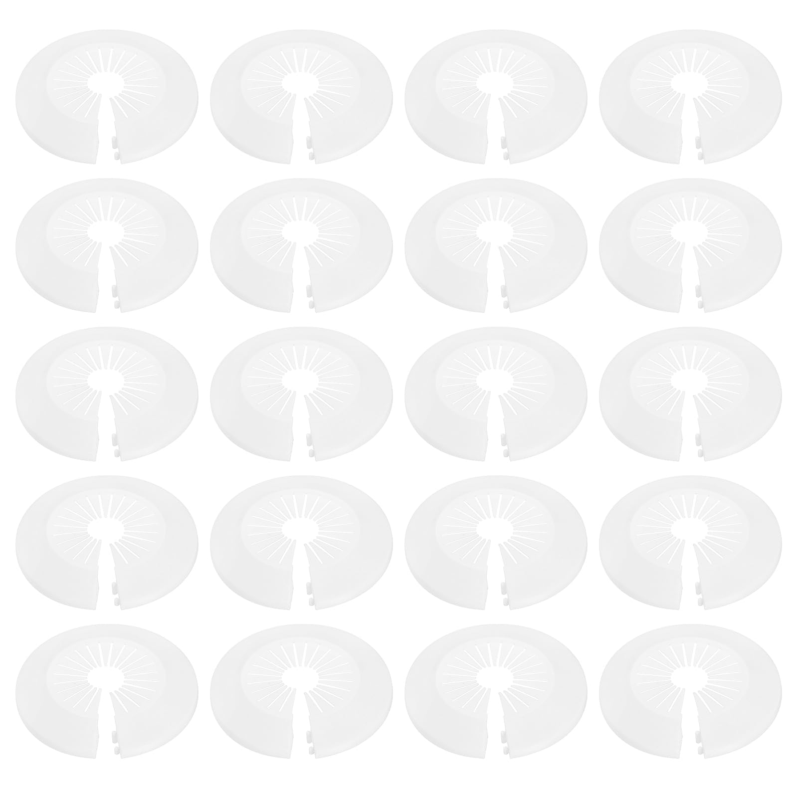 sourcing map 20pcs Flange Pipe Cover Decoration 1.18" to 2.17" (30-55mm) Plastic Clip-on Wall Hole Cover Under Sink Pipe Radiator Escutcheon Collar for Bathroom Kitchen Toilet, White