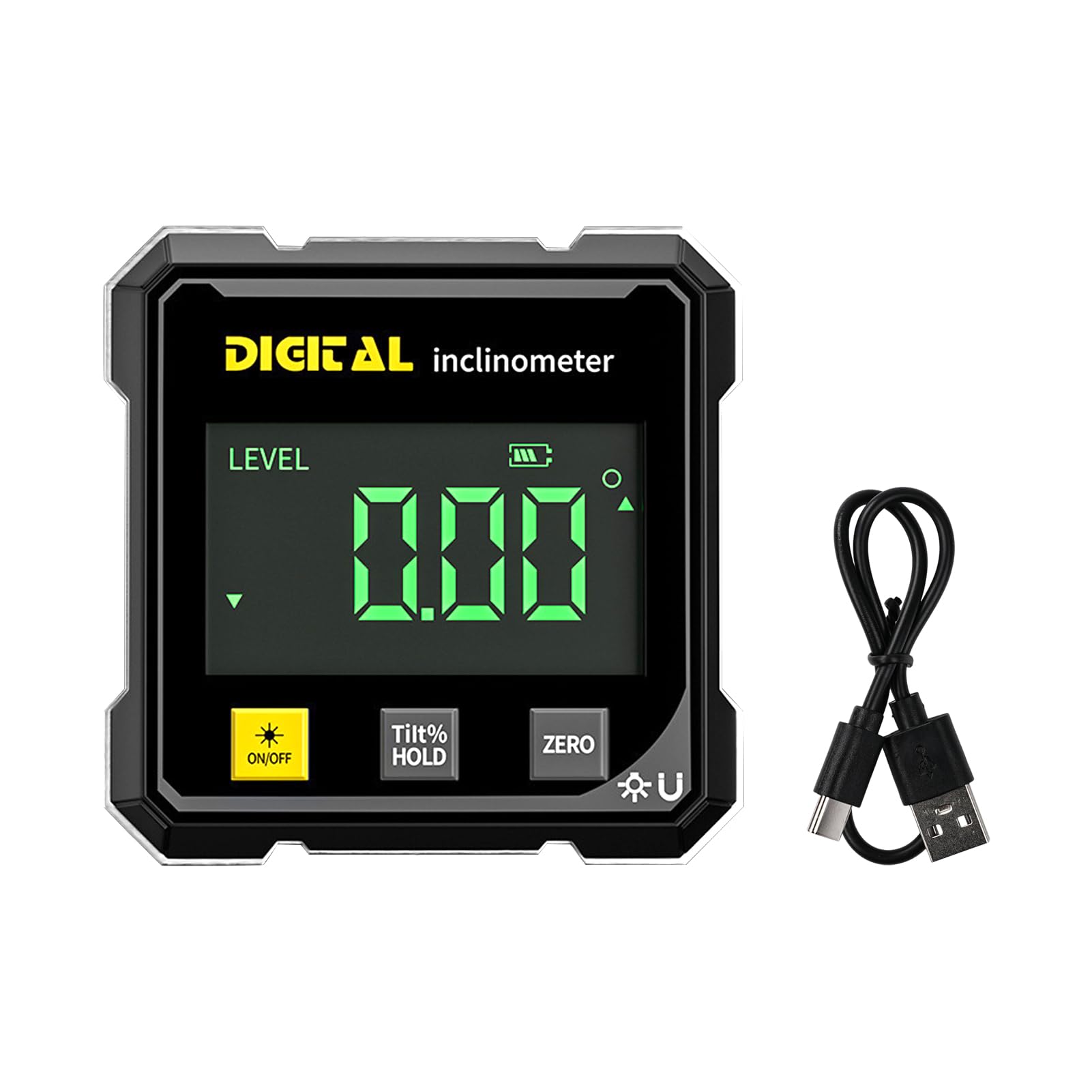 Inclinomètre Numérique Magnétique, Niveau Electronique USB Rechargeable avec Laser, 4 Faces Magnétiques Niveau Digital avec Écran LED pour Travail du Bois, Travaux, Construction, Machines