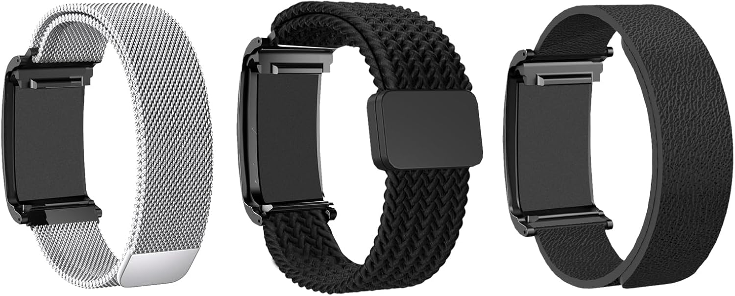 3-Pack Bands Compatible with WHOOP 5.0, Includes Magnetic Silicone Strap, Stainless Steel Mesh Loop & Woven Nylon Sports Wristband with Custom Adapters