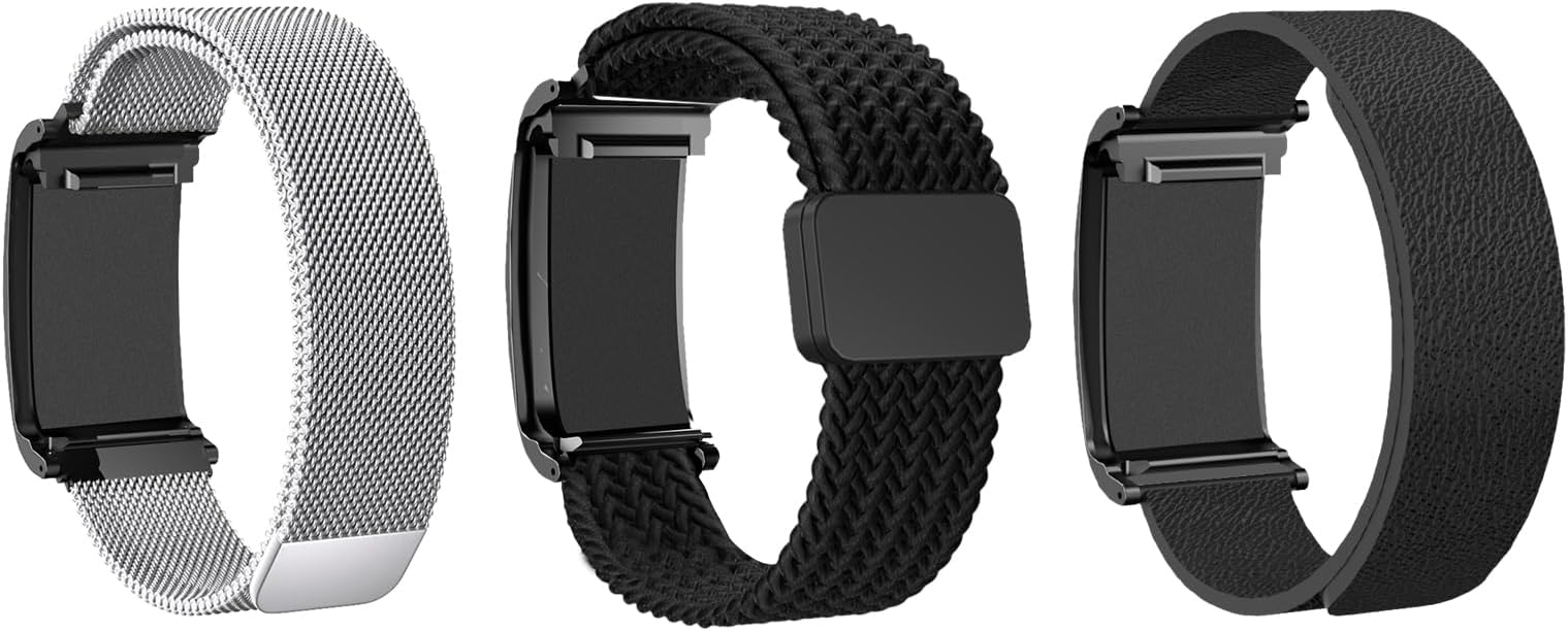 3-Pack Bands Compatible with WHOOP 5.0, Includes Magnetic Silicone Strap, Stainless Steel Mesh Loop & Woven Nylon Sports Wristband with Custom Adapters