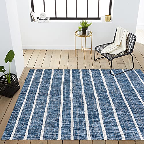 JONATHAN Y Berber Stripe Indoor Outdoor Area Rug 3X5 Blue/Ivory, Colonia for Backyard, Patio, Porch, Easy-Cleaning, High Traffic, Pet-Friendly, Non-Shedding (SMB125C-3) - Image 7
