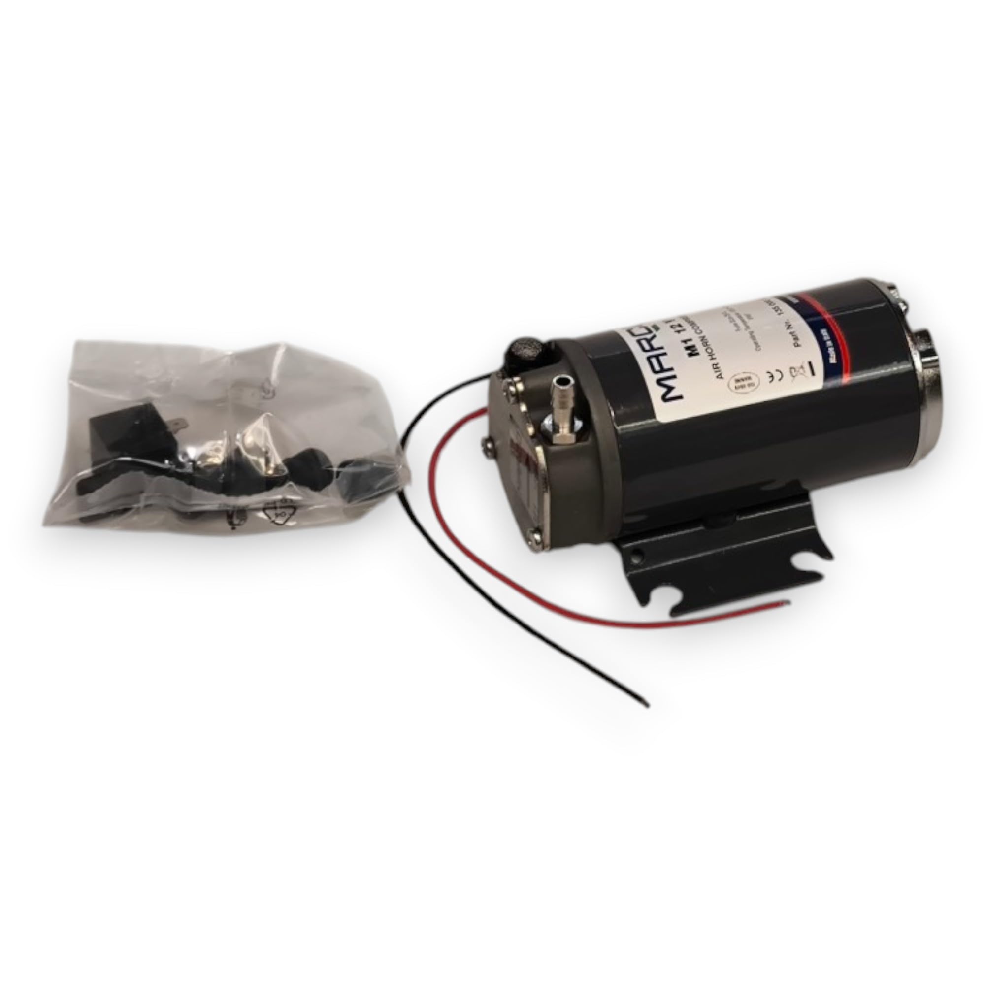 Marco Pump M1 Compresseur d'air pour klaxon, 12 V/24 V, très résistant, design compact, gonflage rapide, idéal pour les kits de klaxon de train, voiture et camion, performance fiable, installation