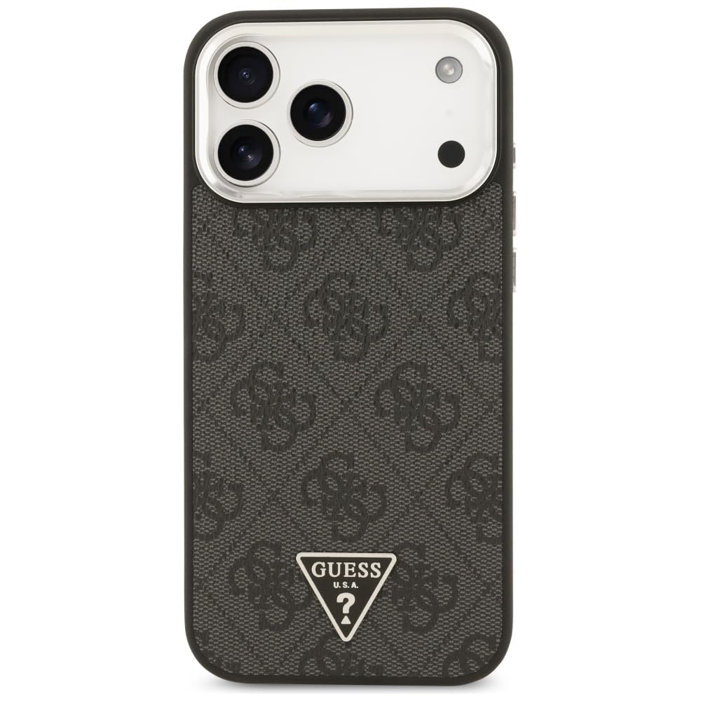 CG MOBILE Guess 4G Triángulo Logo Compatible con MagSafe Funda para iPhone 17 Pro Max (Negro/Plata)
