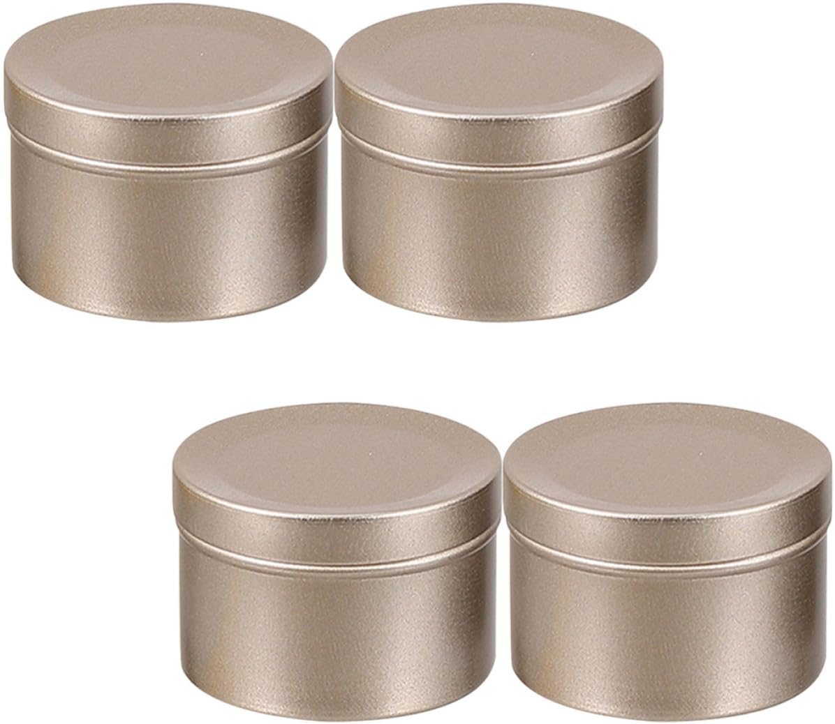 4pcs Ml Aluminum Alloy Candle Jar Container for Making Aromatherapy Scented Candles with Golden Metal Tin, for Party Decorations and Gift for Birthdays
